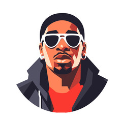 rapper african american black guy stylish vector illustration isolated transparent background logo, cut out or cutout t-shirt print design - obrazy, fototapety, plakaty