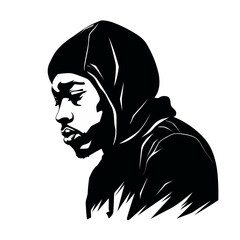 rapper african american black guy stylish vector illustration isolated transparent background logo, cut out or cutout t-shirt print design