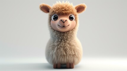 Cute llama with big eyes and fluffy fur. Perfect for children's book illustrations, animations, and games.