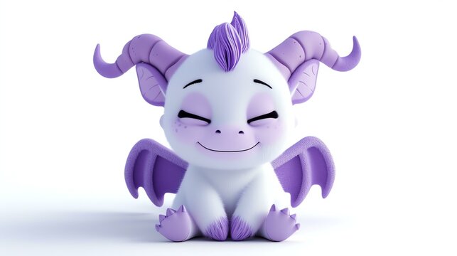 Cute and cuddly purple baby dragon with a friendly smile. Perfect for children's books, games, and animations.