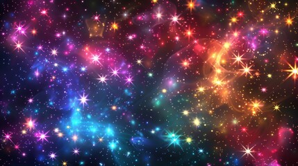 Sparkling stars in the colorful cosmos.