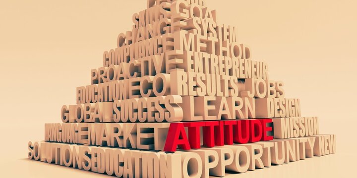 Attitude  sign made with wooden cubes