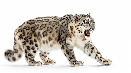 snow leopard isolated on white background