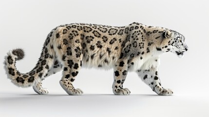 snow leopard isolated on white background