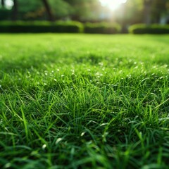 Naklejka premium Green grass background texture. Element of design.