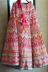 Beautiful Indian bridal traditional wedding dress. Traditional Indian costume lehenga choli.