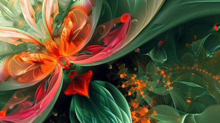 Vibrant computer-generated fractal, intricate patterns and bright colors, showcasing the artistic side of computing, dynamic and creative background