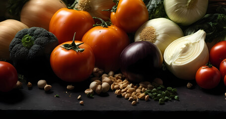 Beautiful still life background with natural detail vegetables