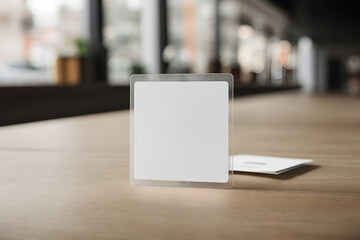 blank white paper on a wooden table - obrazy, fototapety, plakaty