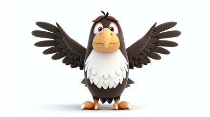 A cute and friendly cartoon eagle with a big smile on its face.