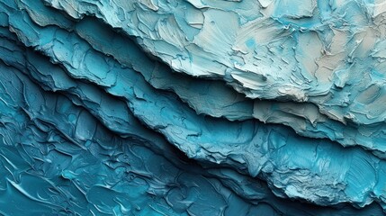  a close up of a blue and white wall with a large wave of blue paint on it's side and the top part of the wall painted blue and the other part of the wall.