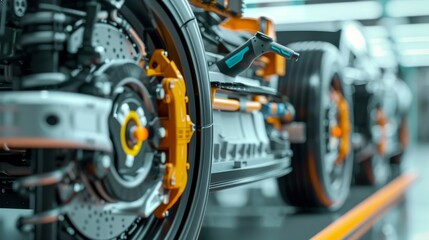 Fototapeta premium A 3D rendering of a futuristic car chassis.