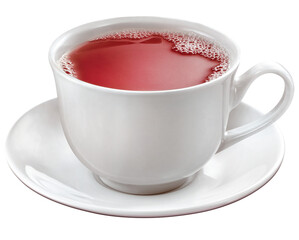xícara de chá de frutas vermelhas isolado em fundo transparente