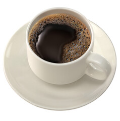 xícara branco com café expresso quente isolado em fundo transparente