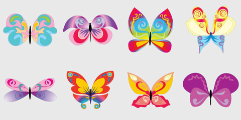 Collection of colorful butterflies. Vector