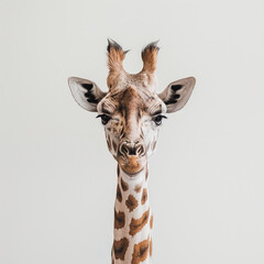Cute curiosity giraffe Isolated on white transparent background