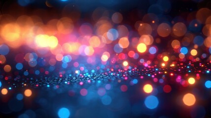  a blurry image of colorful lights on a blue and red background with a blurry image of the lights in the background and the blurry lights in the foreground.