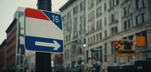 Right road sign in the city. Generative AI