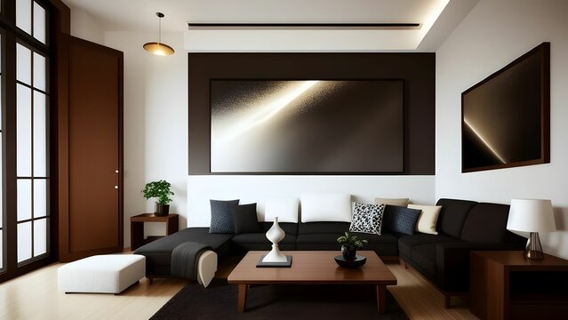 interior of an modern living room with sofa