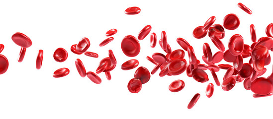 Blood cells flowing, 3d render isolated on transparent background.