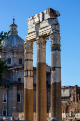 Forum of Caesar (Foro di Cesare), part of Forum Romanum, view of the ruins of Temple of Venus Genetrix, Rome, Italy © mychadre77