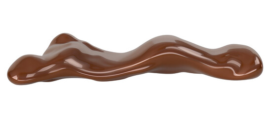3d render smooth chocolate swirl flow isolated on transparent background