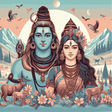 illustration of lord shiva and parvati