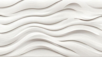 White seamless texture. Wavy background. Interior wall decoration. 3D Vector interior wall panel pattern. Vector white background of abstract waves