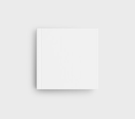 Blank white square book template on grey background