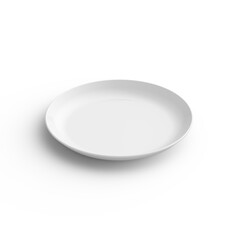 Empty round white dinner plate isolated on white background