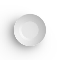 Empty round white dinner plate isolated on white background