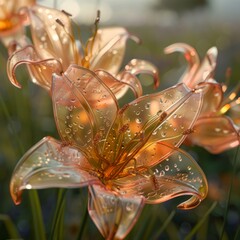 inflatable air lilies on beautiful nature	
