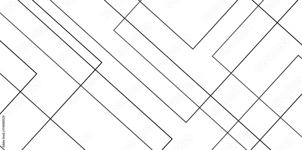 Wall mural geometric vector pattern, repeating thin linear square diamond shape and rectangle. abstract black c