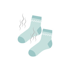 Smelly and dirty socks concept vector illustration. Unpleasant smell from dirty sock