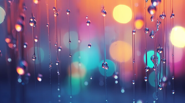 Soft Raindrops Hitting The Vivid Soft Glass Blend Tranquility With The Vibrancy Of Color And Bokeh Light