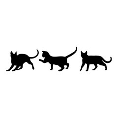 A collection of vector illustrations featuring various cat silhouettes, characterized by their graceful and elegant forms, perfect for use in design projects, logos, or decorative elements with a cont