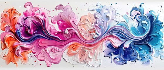 a multicolored abstract painting on a white wall with water droplets on the bottom and bottom of the painting.