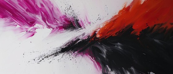 a painting of black, red, and white with a black and red design on the bottom of the painting.