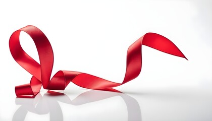 Red silk ribbon on white background