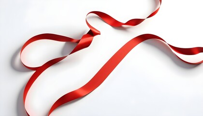 Red silk ribbon on white background