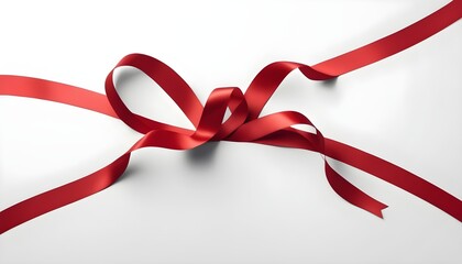 Red silk ribbon on white background