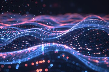 A computer generated image showcasing a dynamic wave of light cascading in a mesmerizing display of colors and movement, Minimal visualization of an IP address flow, AI Generated