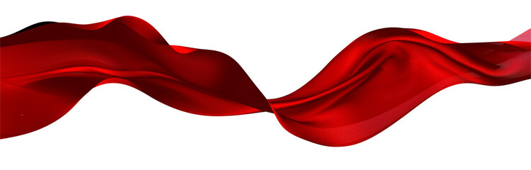 A flowing red fabric ribbon shape border isolated on transparent - obrazy, fototapety, plakaty