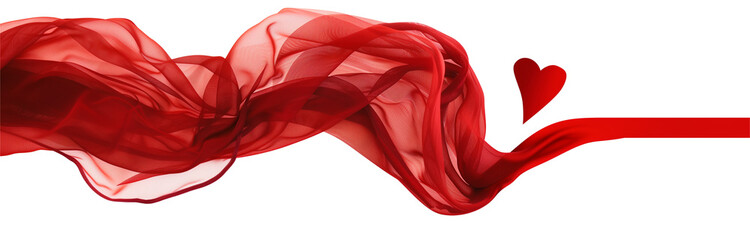 A flowing red fabric ribbon shape border isolated on transparent
