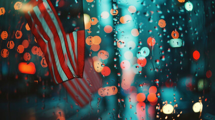 Fototapeta premium A Sea of Red, White, and Blue: A Bird's-Eye View of a Festive 4th of July Celebration, Generative AI