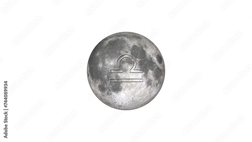 Wall mural full moon in libra on transparent background