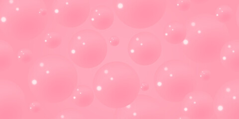 A pink background with bubbles on it. Abstract bubble background. 3d texture of liquid with blobs. Seamless pattern. Vector illustration.