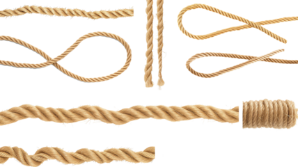 String, set rope isolated on transparent, top view