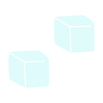 Hand drawn ice cubes, frozen water. Doodle vector illustration