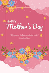 Fototapeta na wymiar Happy mother's day greeting card design with spring flower illustration